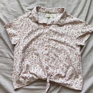 Zara Girls Floral Button Down